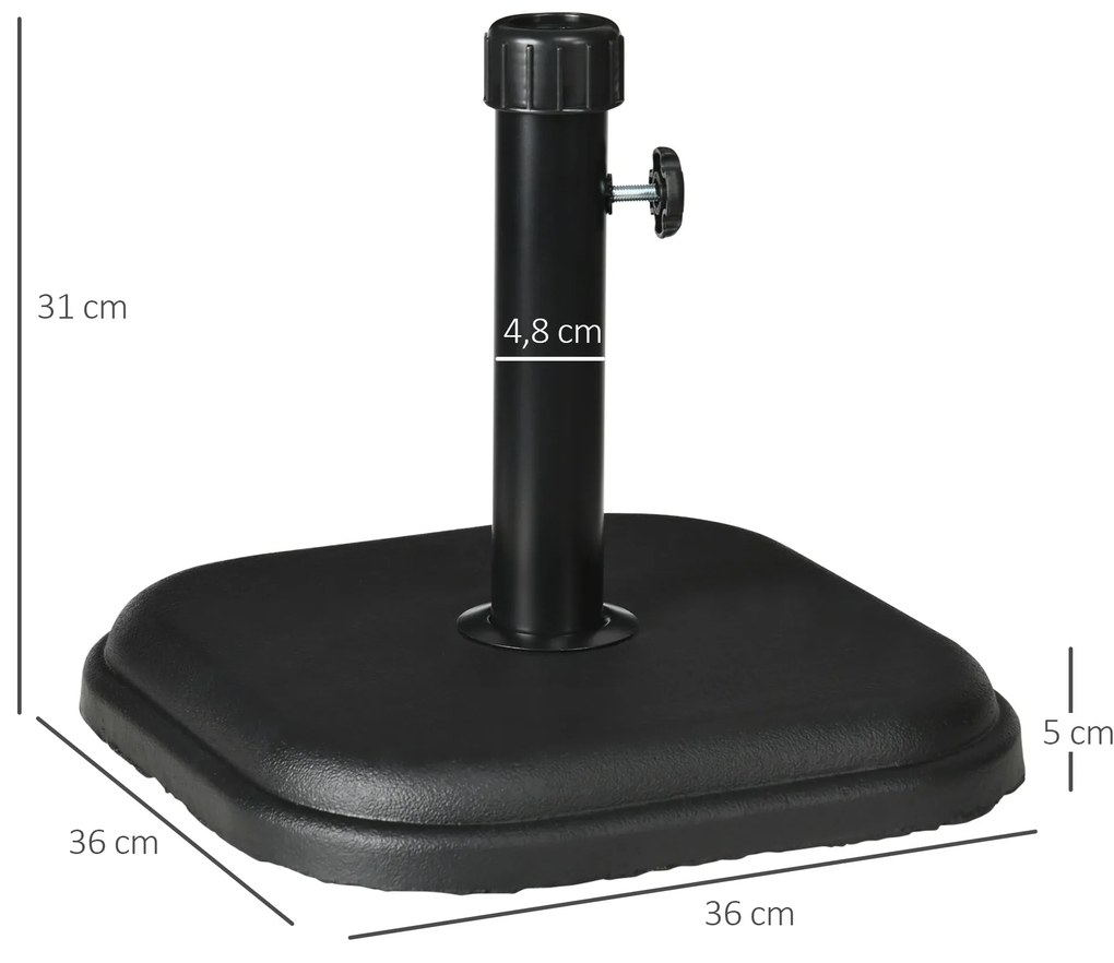 Base para Chapéu de Sol Sevilha – 11 kg – Cimento – Ø32-38 mm – Preto