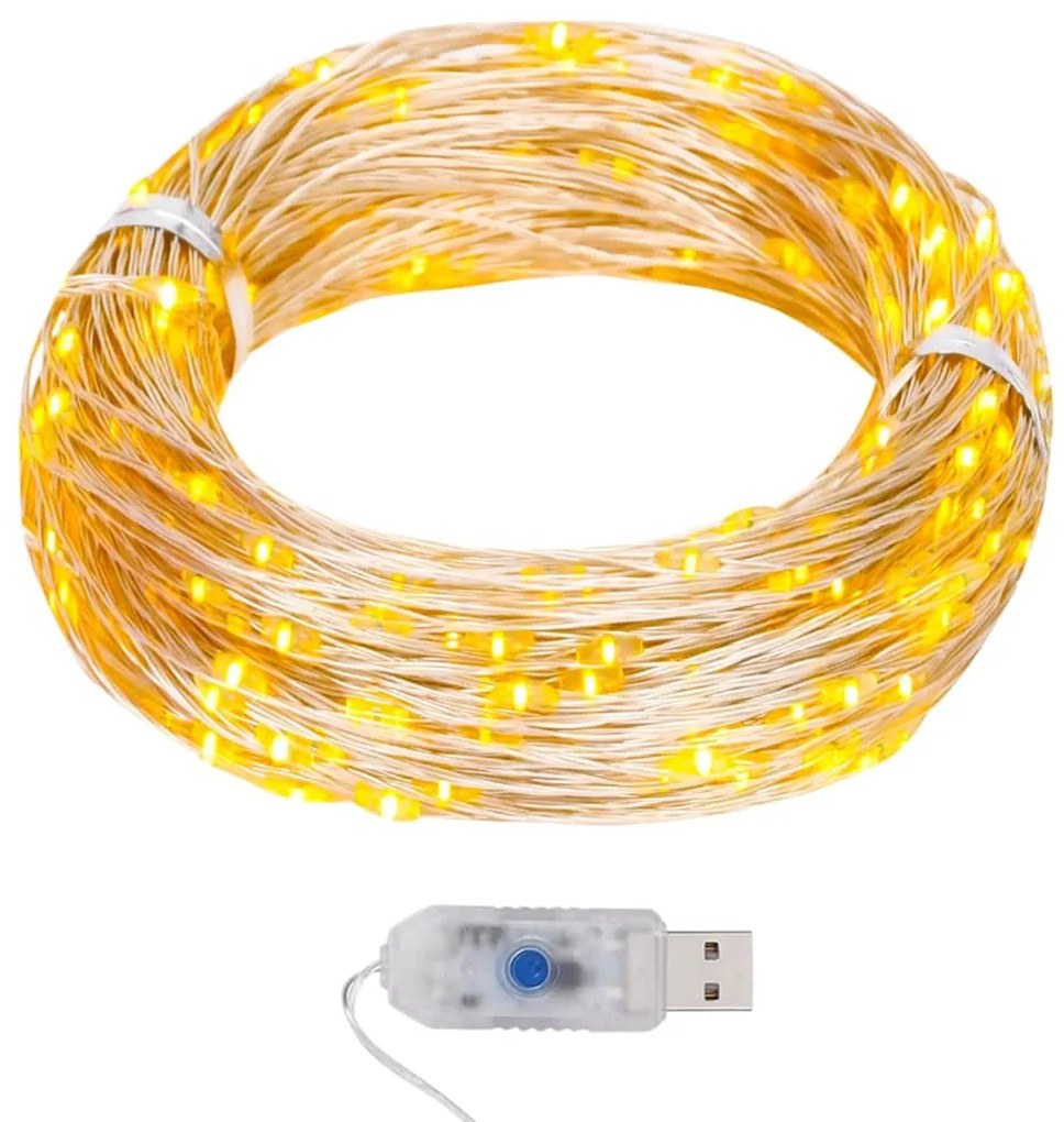 Cordão de micro luzes 40 m 400 LEDs 8 funções branco quente