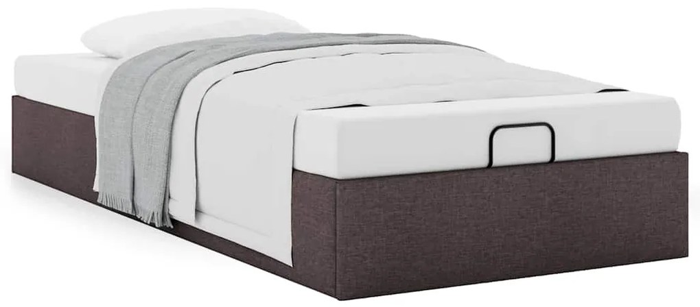 Estrutura de cama otomana sem colchão 100x200cm castanho escuro