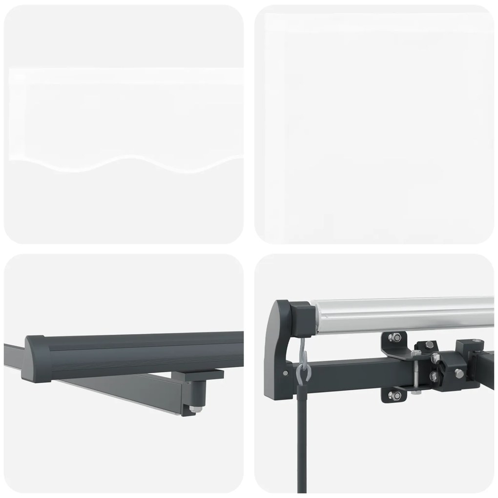 Toldo Retrátil Manual com LED Branco 500x350 cm