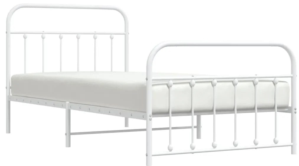 Estrutura de cama com cabeceira e pés 100x200 cm metal branco