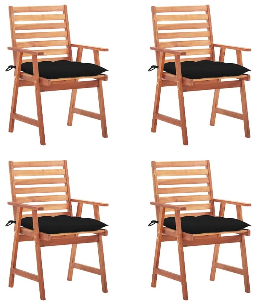 Cadeiras de jantar p/ jardim 4 pcs c/ almofadões acácia maciça
