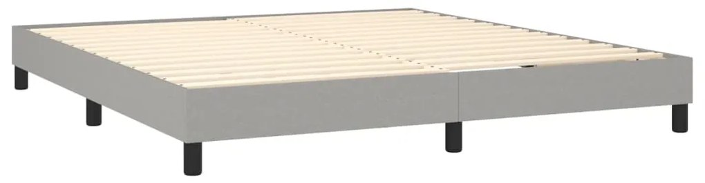 Cama box spring c/ colchão e LED 180x200 cm tecido cinza-claro