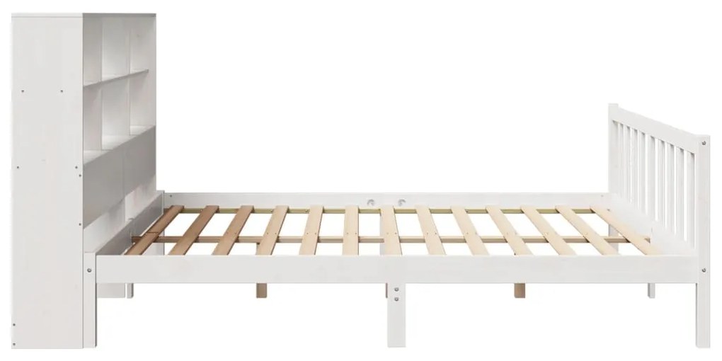 Cama com estante sem colchão 200x200 cm pinho maciço branco