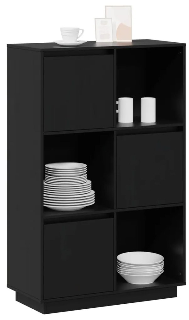 Aparador alto 74x35x117 cm pinho maciço preto