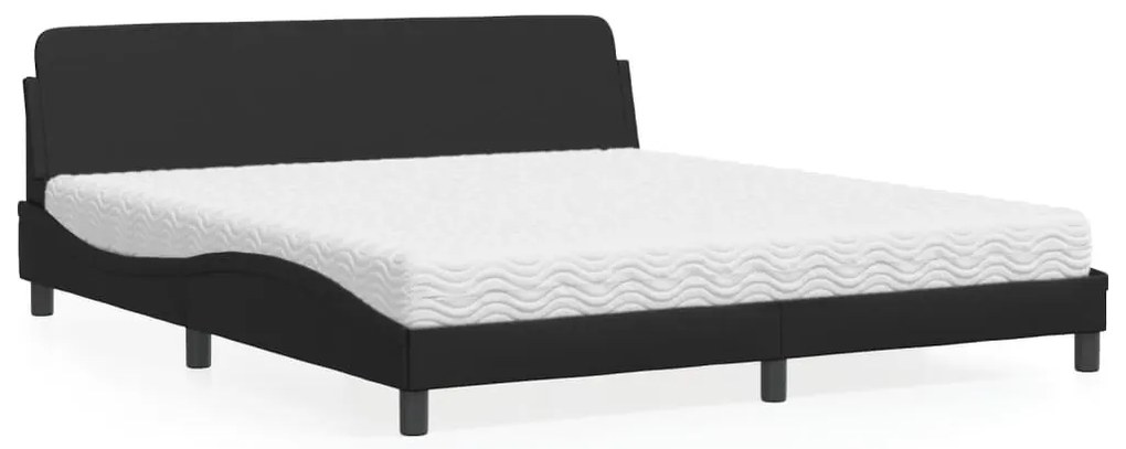 vidaXL Cama com colchão 180x200 cm couro artificial preto