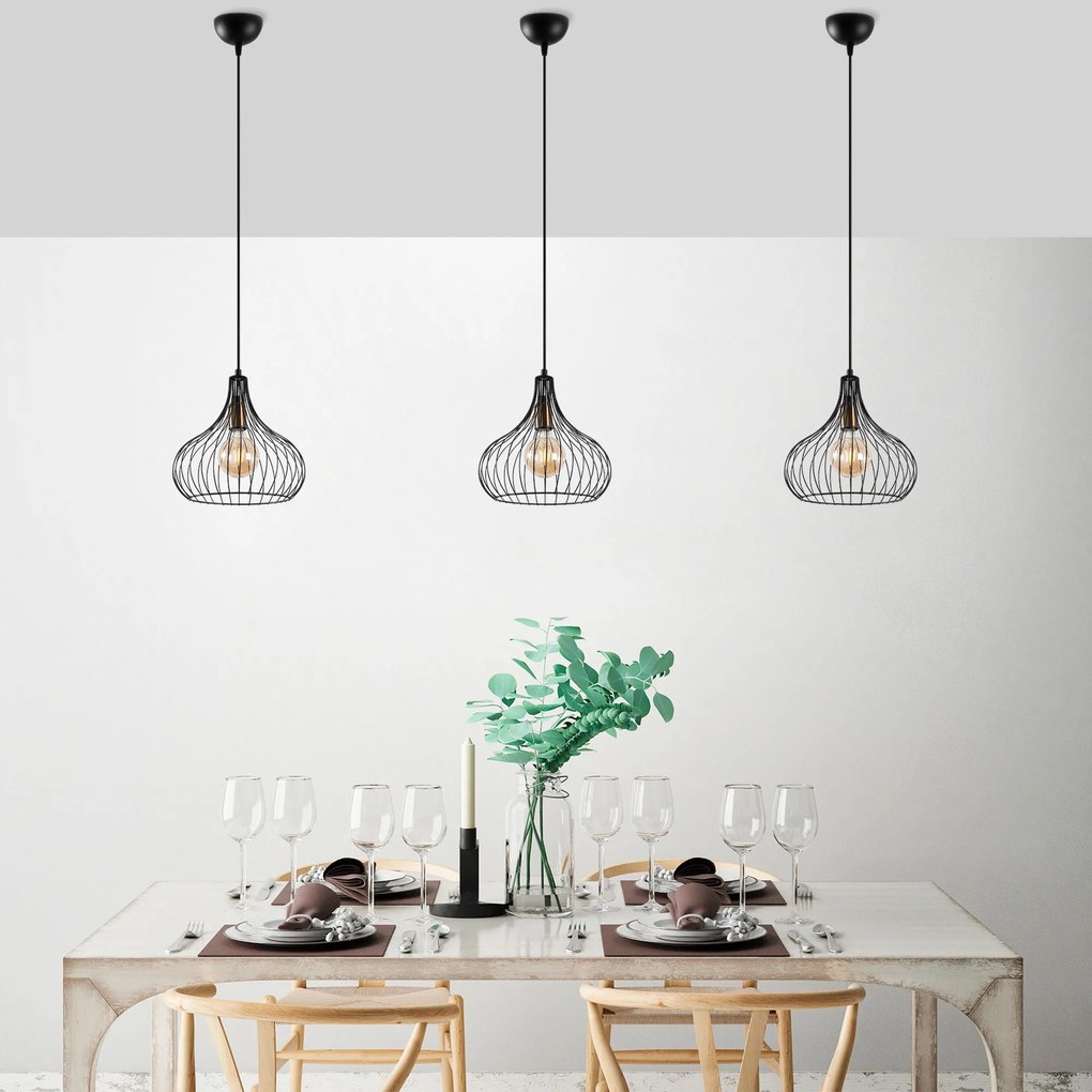 Candeeiro Suspenso Teldamla – Preto Antigo – 22 x 22 x 120 cm