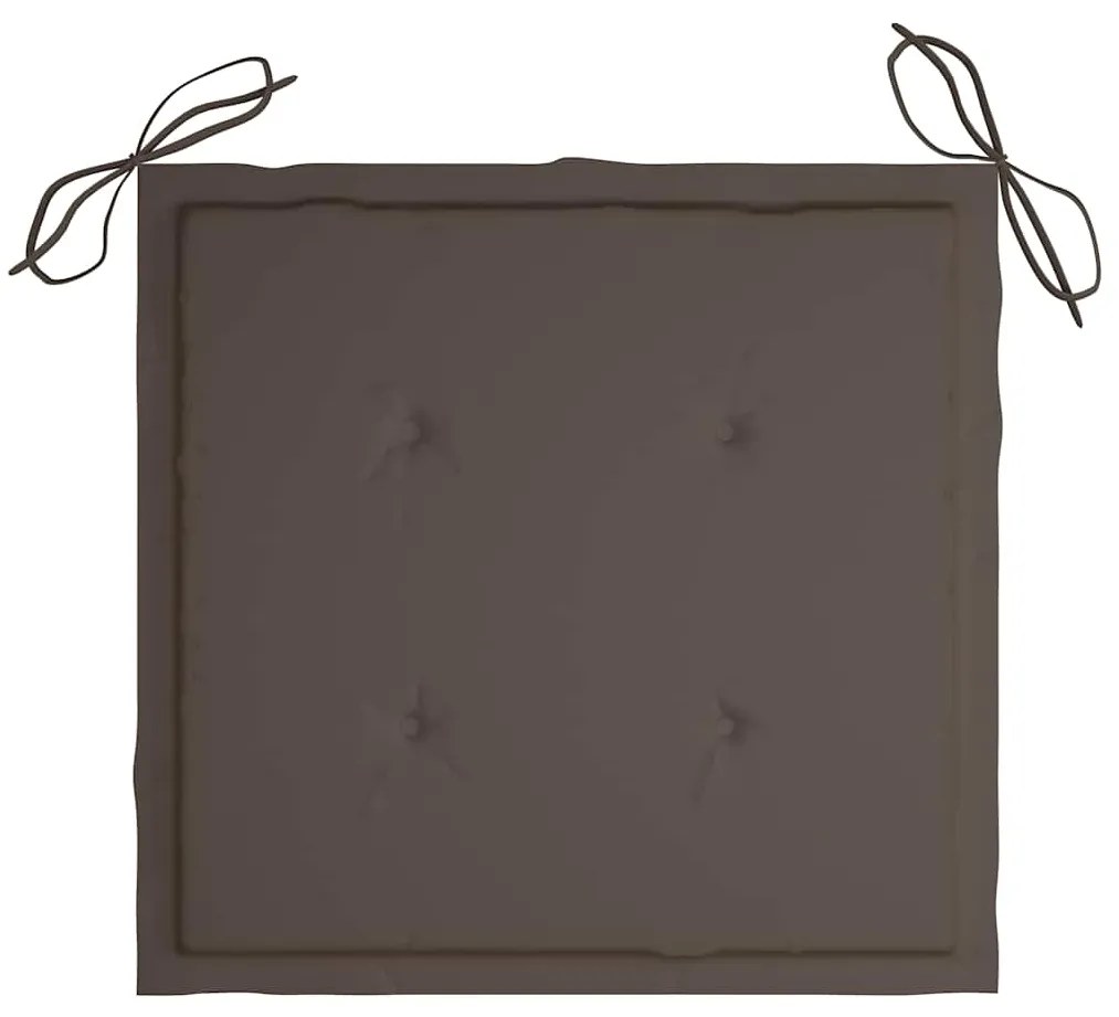 Cadeiras de jardim c/ almofadões cinza-acast. 2 pcs teca maciça