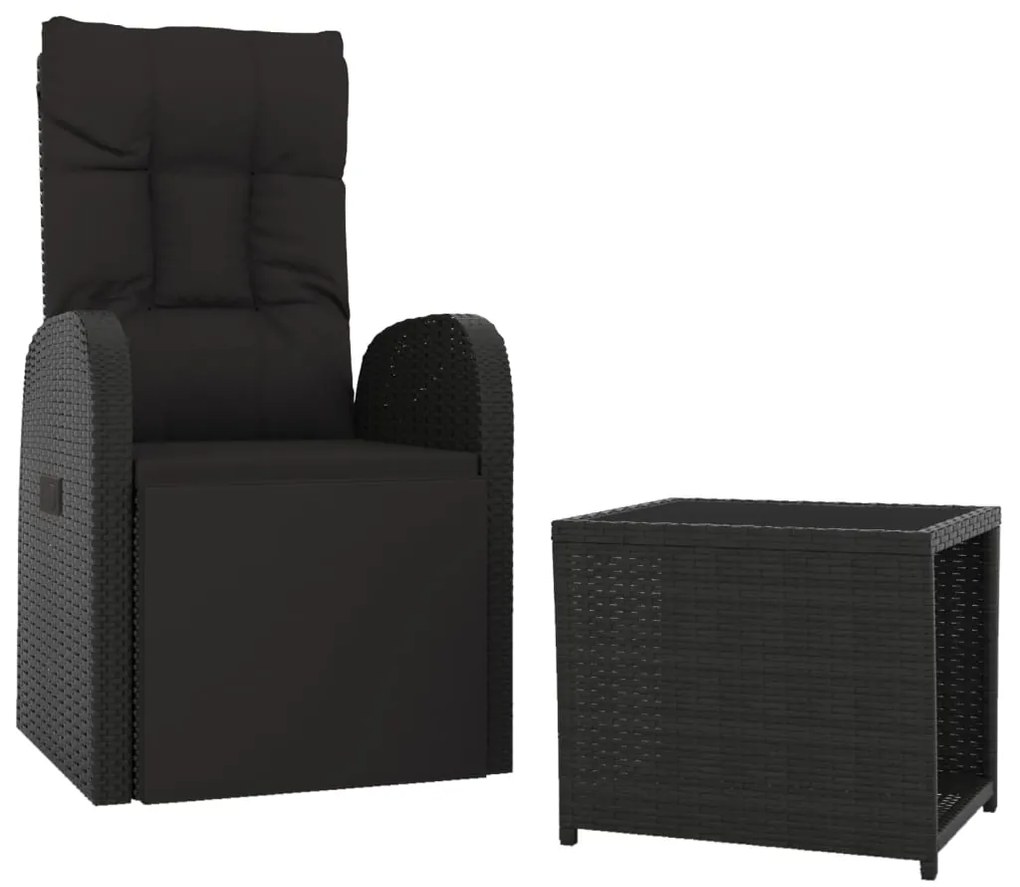 2 pcs conjunto lounge para jardim vime PE e aço preto