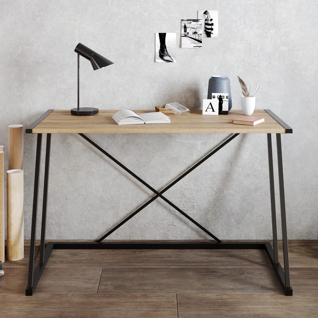 Secretária Anemon – Nogueira e Preto – 120x75x60 cm