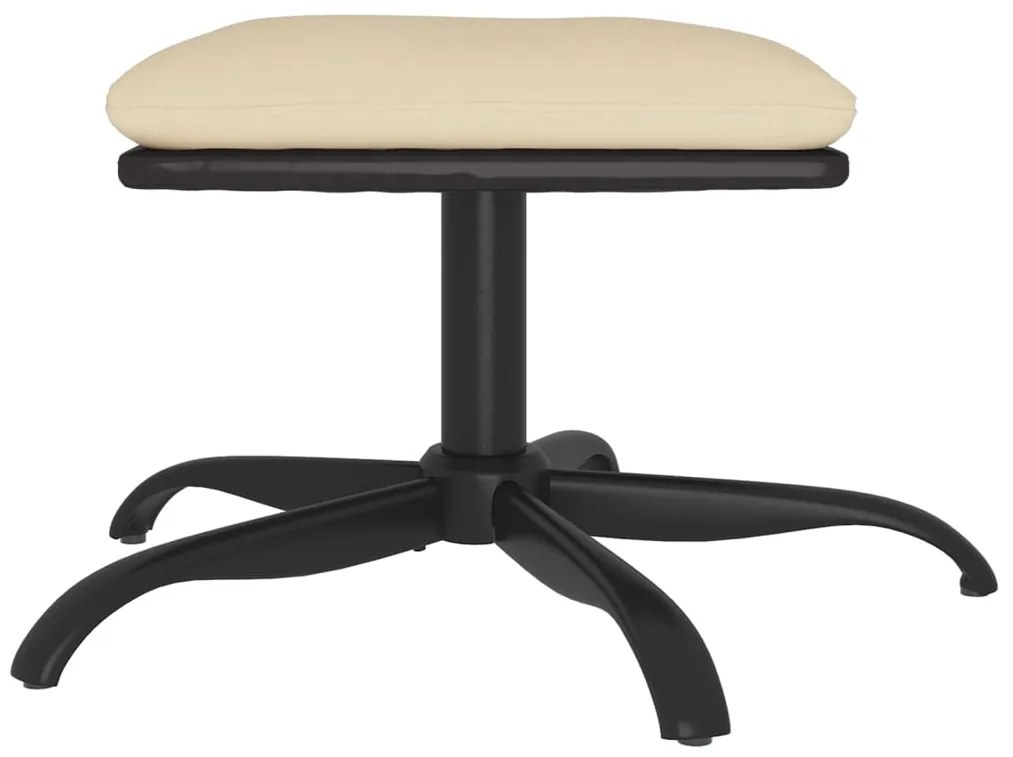 Apoio de pés 60x60x36 cm tecido/couro artificial cor creme