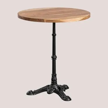 Mesa De Bar Redonda Em Madeira De Acácia Azteca Preto & Ø70 Cm - Sklum