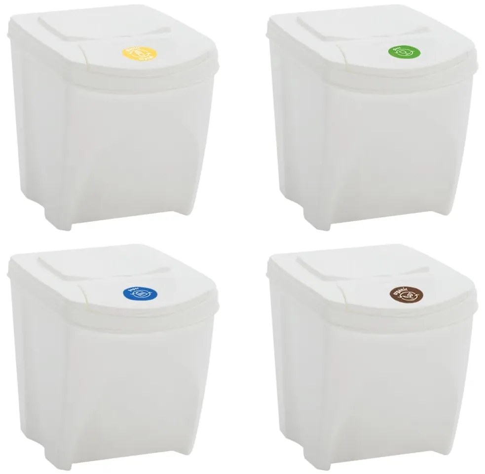 Caixotes do lixo empilháveis 4 pcs 100 L polipropileno branco