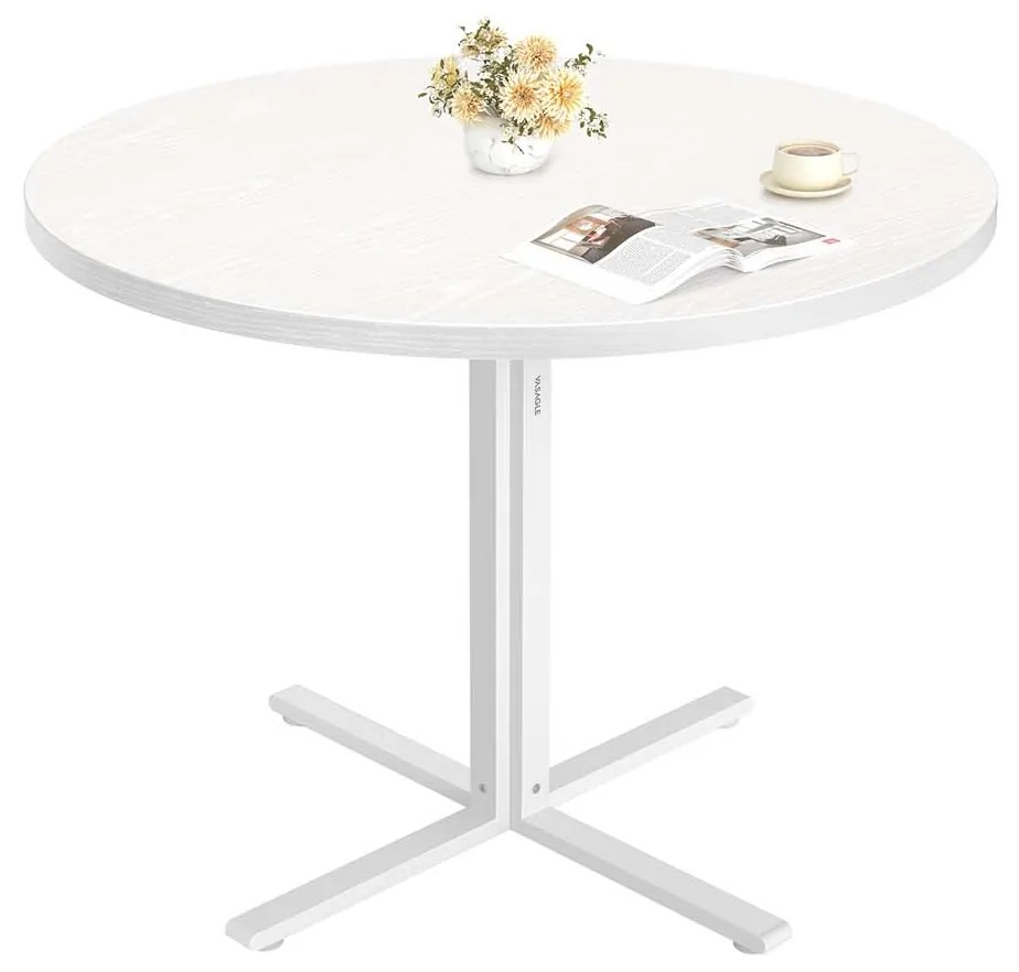 Mesa de jantar redonda 80 cm de diâmetro para 4 pessoas para sala de jantar, cor branca