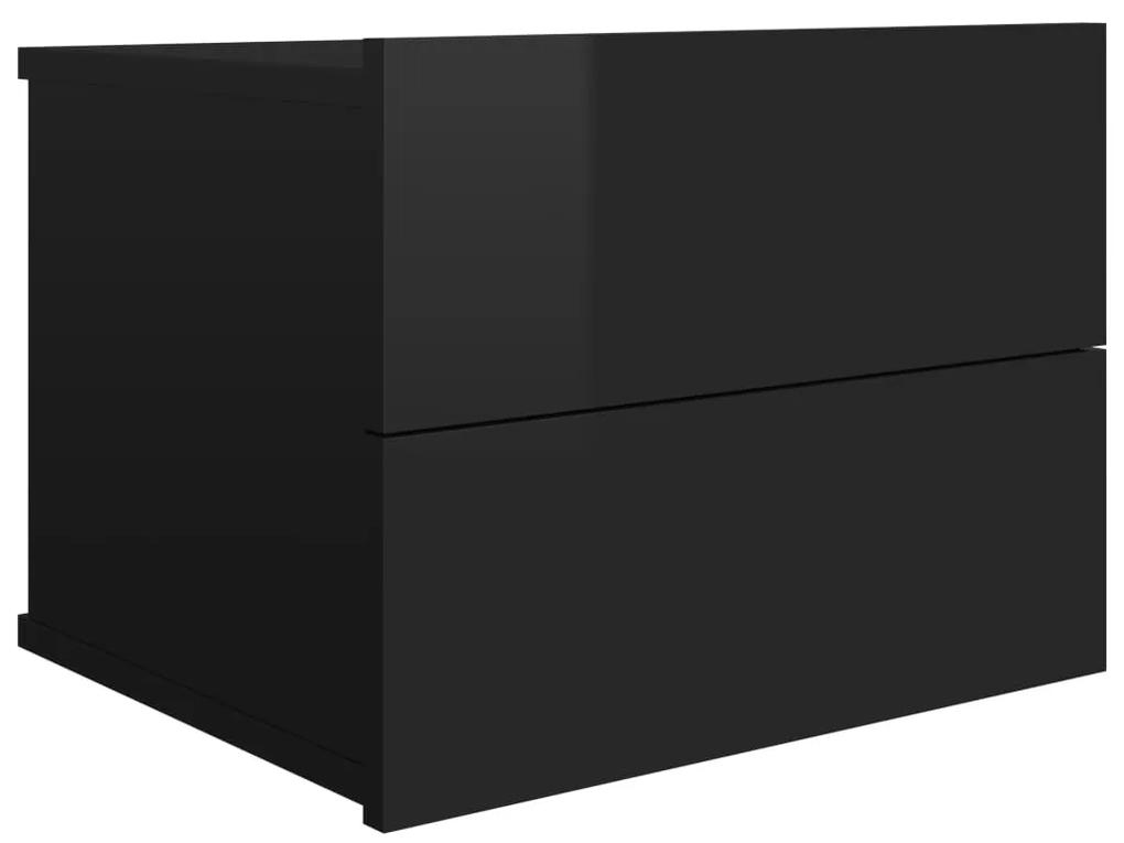 Mesa de cabeceira 40x30x30 cm contraplacado preto brilhante