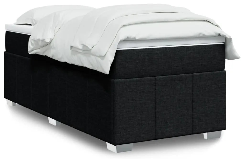 vidaXL Cama com molas/colchão 80x200 cm tecido preto