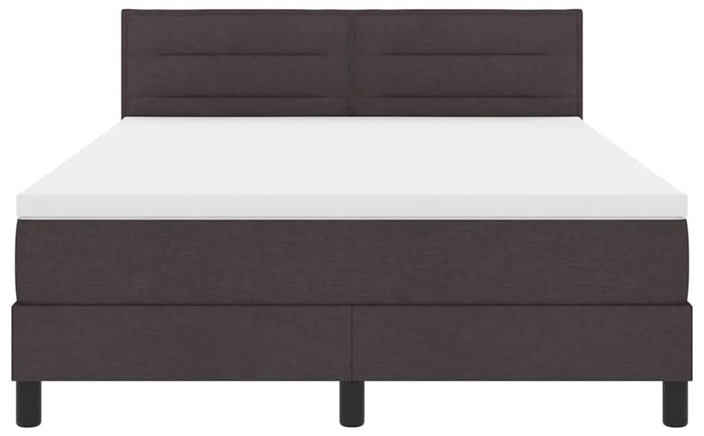 Cama Box Spring com Colchão Castanho Escuro 140x190 cm Tecido