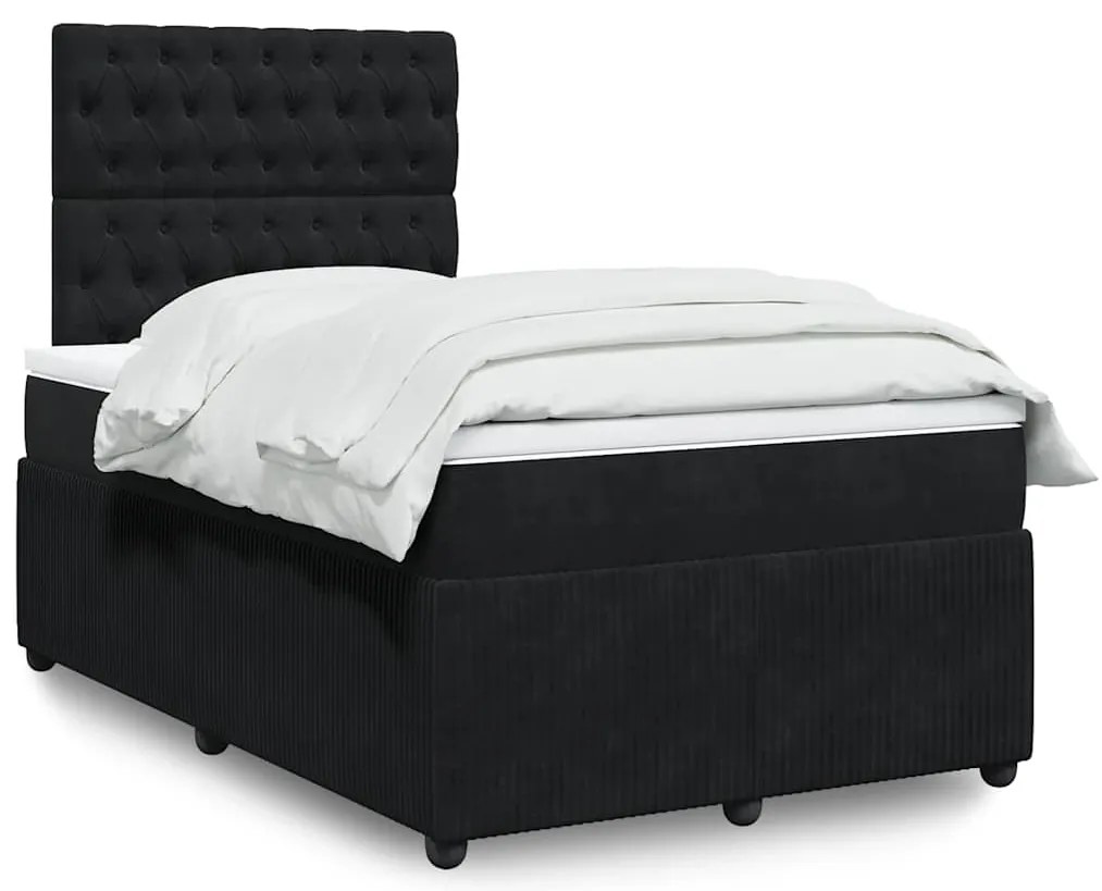 Cama boxspring com colchão 120x190 cm veludo preto
