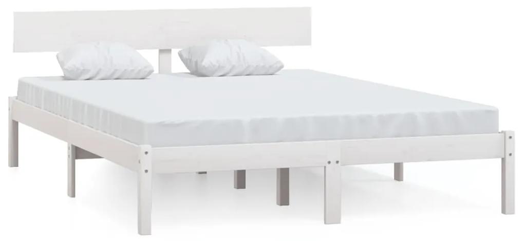 Estrutura de cama 140x200 cm pinho maciço branco