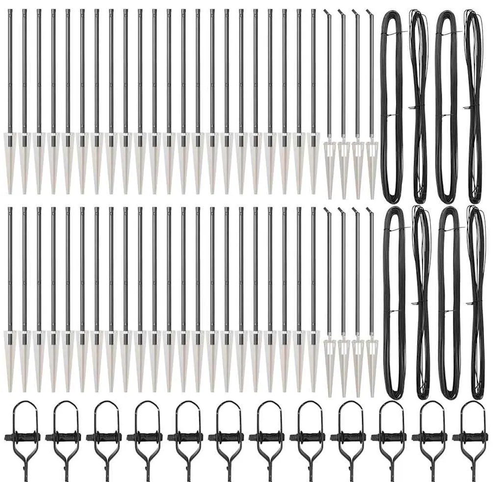 Postes de Cerca com Ponta - 52 pcs, Ø32 mm, 60 cm, Aço Galvanizado