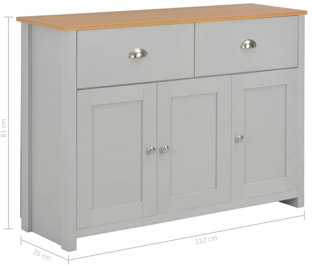 Aparador 112x35x81 cm cinzento