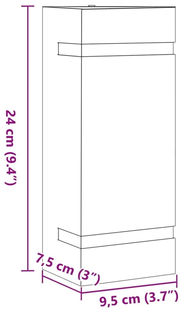 Candeeiro de parede para exterior aço inoxidável preto