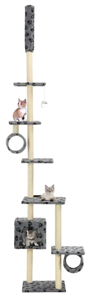 170533 vidaXL Árvore p/ gatos c/ postes arranhadores sisal 260 cm cinzento