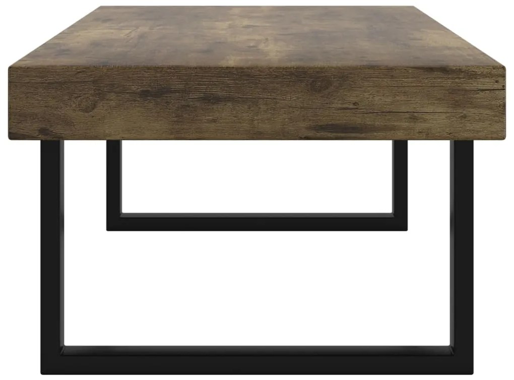 Mesa de centro 120x60x40 cm MDF e ferro castanho-escuro e preto