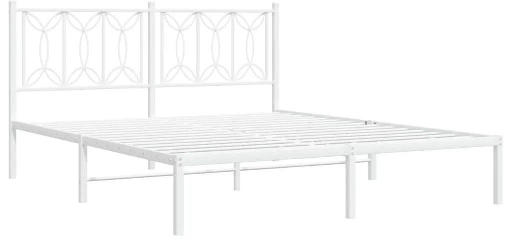 Estrutura de cama com cabeceira 150x200 cm metal branco