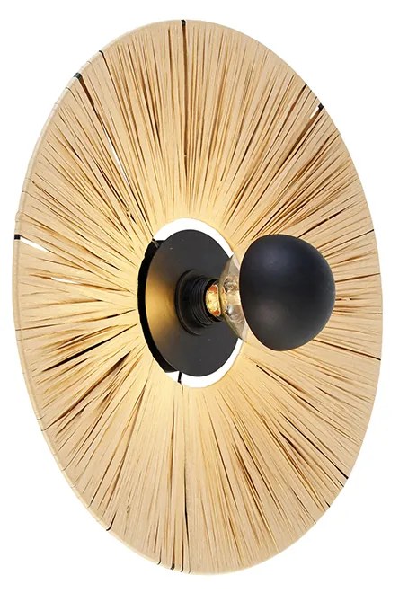 Candeeiro de parede rústico preto com corda 45 cm - Leia