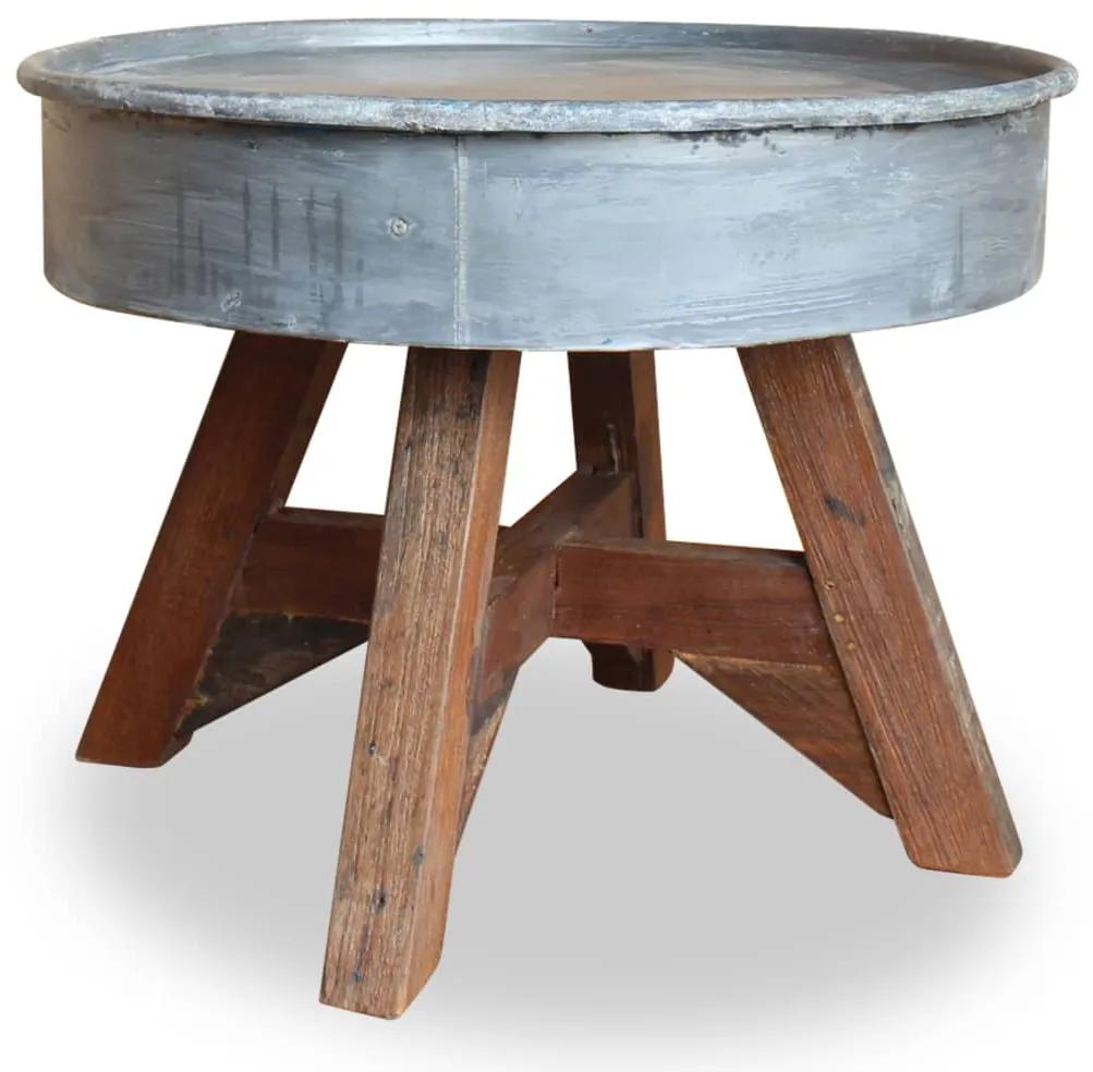 Mesa de centro 60x45 cm madeira reciclada maciça prateado