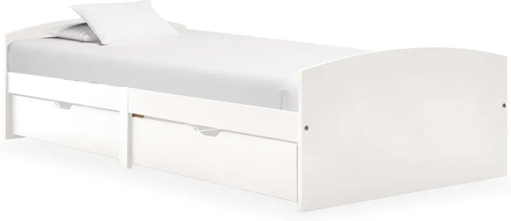 Estrutura de cama com 2 gavetas 90x200 cm pinho maciço branco