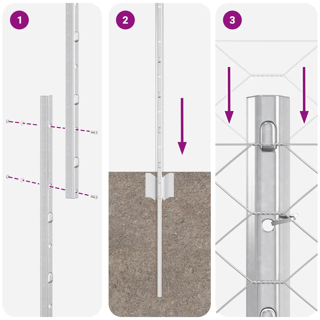 Postes para Cerca vidaXL 10 pcs U-Channel 100 cm Aço Galvanizado, Cerc