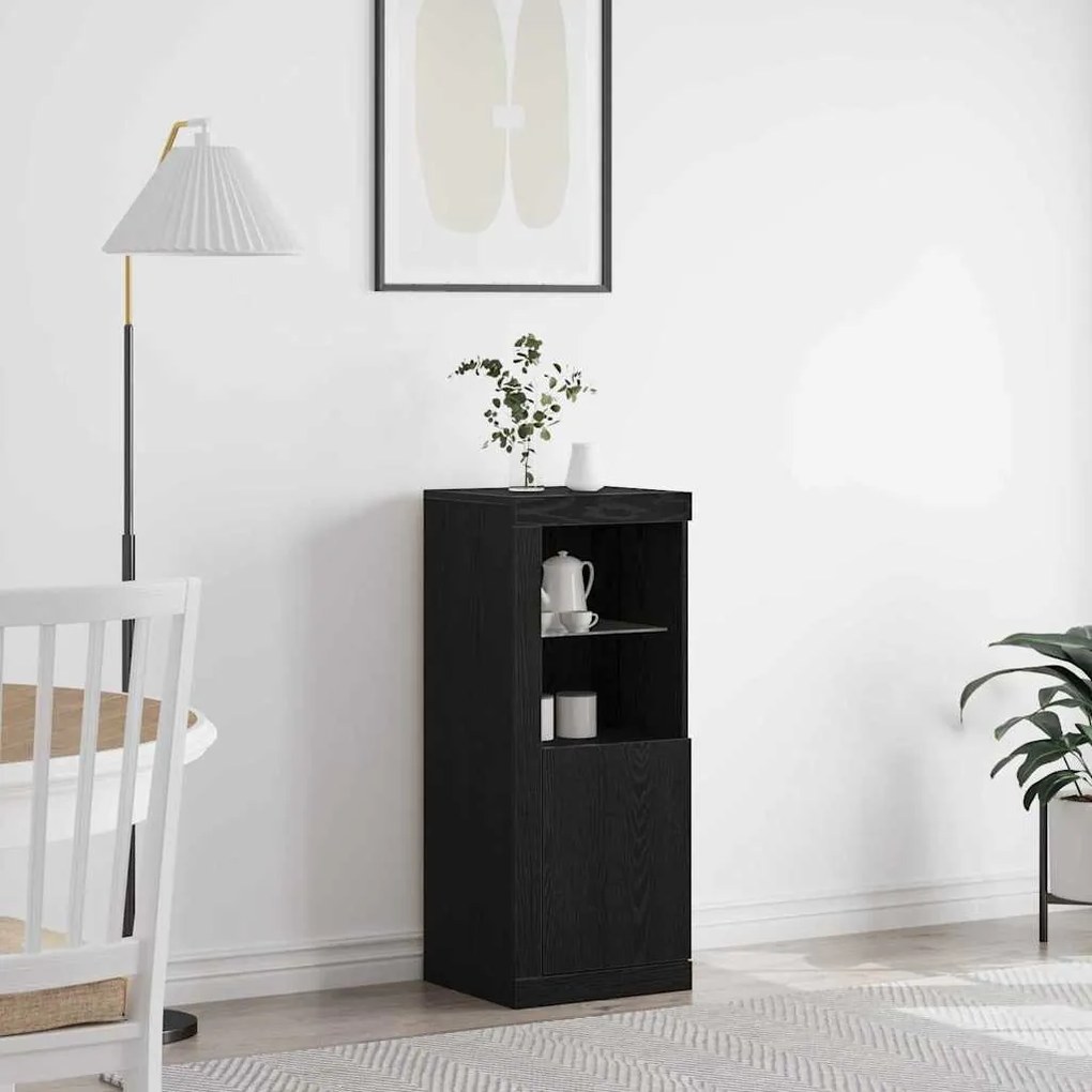 Sideboard vidaXL com Luzes LED Carvalho Preto 41x37x100 cm