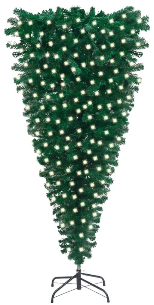 3077976 vidaXL Árvore de Natal artificial invertida com luzes LED 210 cm verde