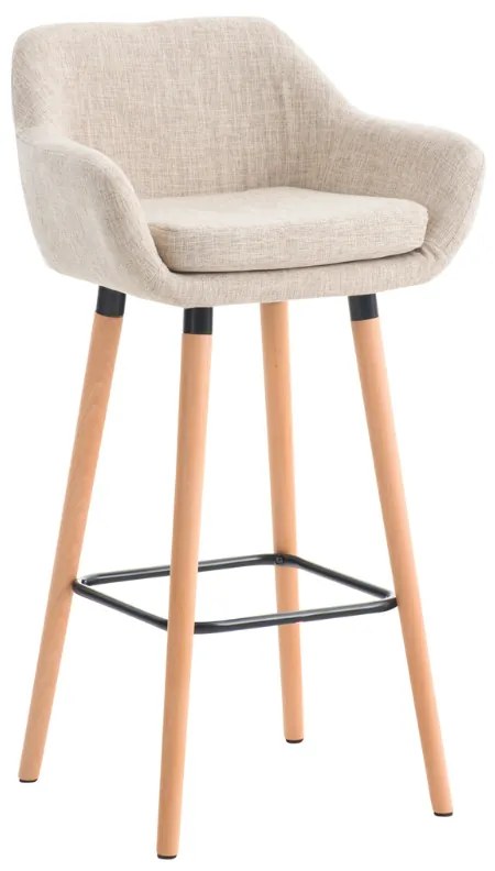 Banco de bar Grant em tecido e com estrutura de Cor Natural 55 x 99 x 46 cm Creme