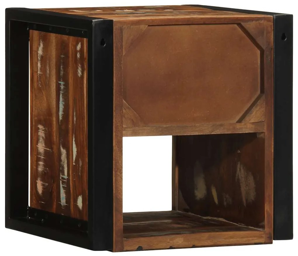 Mesa de cabeceira multicor 40x35x40cm madeira maciça recuperada