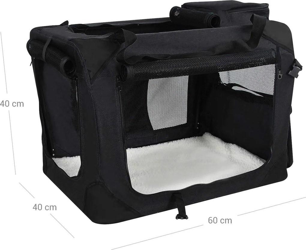 Transportadora para animais de estimação M 60 x 40 x 40 cm Preta