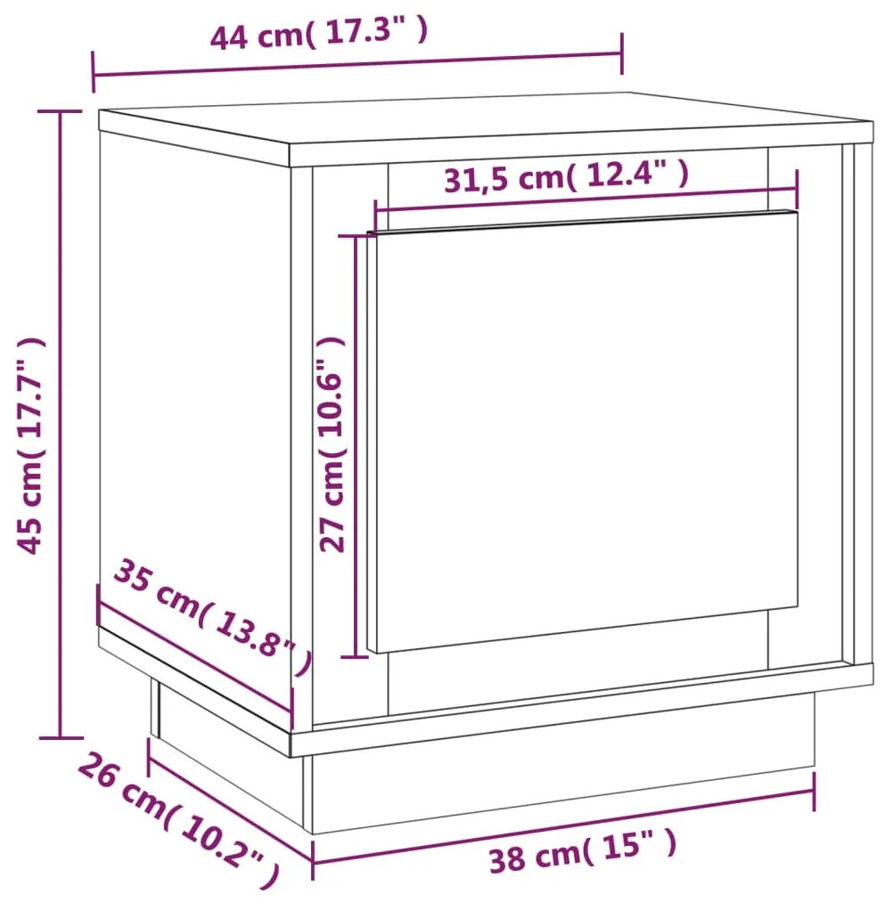 Mesa de cabeceira 44x35x45 cm derivados de madeira branco