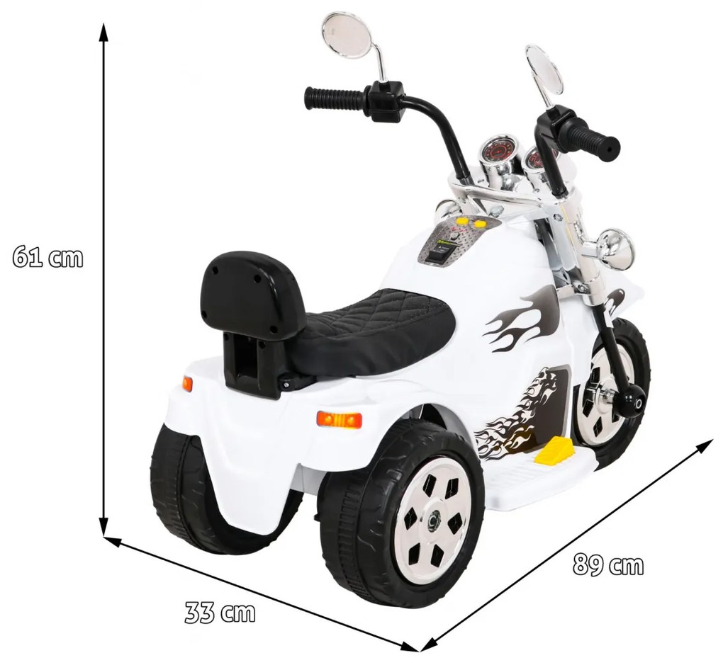 Mota elétrica para crianças 6V, Motorek Hot chopper 1,5 a 4 anos Branca