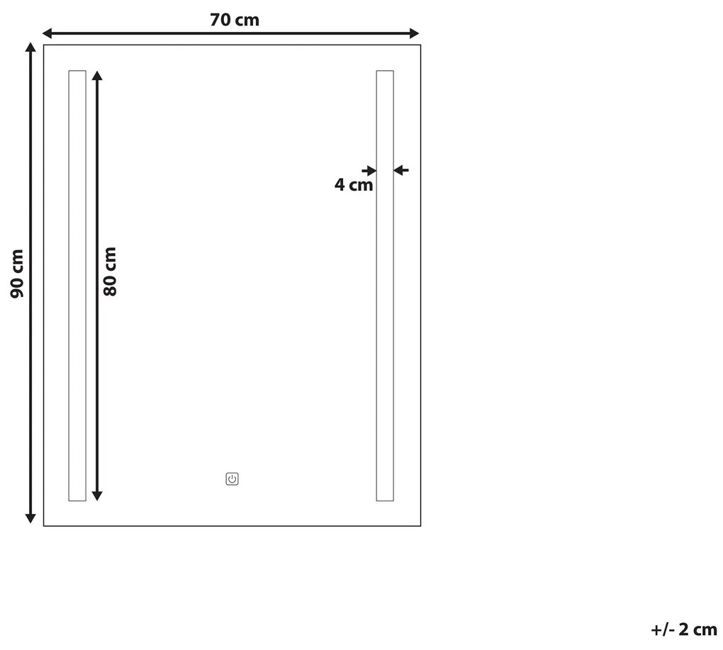 Espelho de parede prateado com iluminação LED 70 x 90 cm MARTINET Beliani