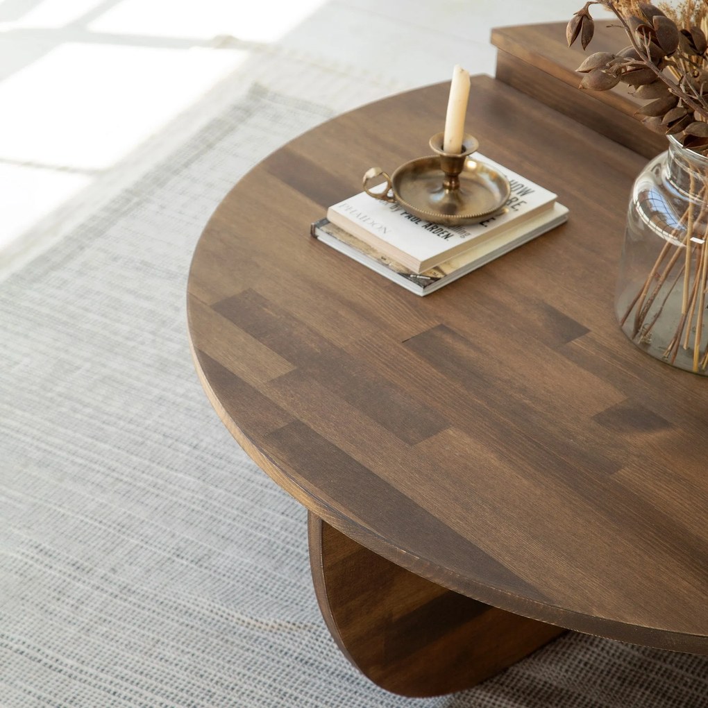 Conjunto de Mesas de Café Podium - Cor Nogueira - 90x30x60cm e 85x30x3