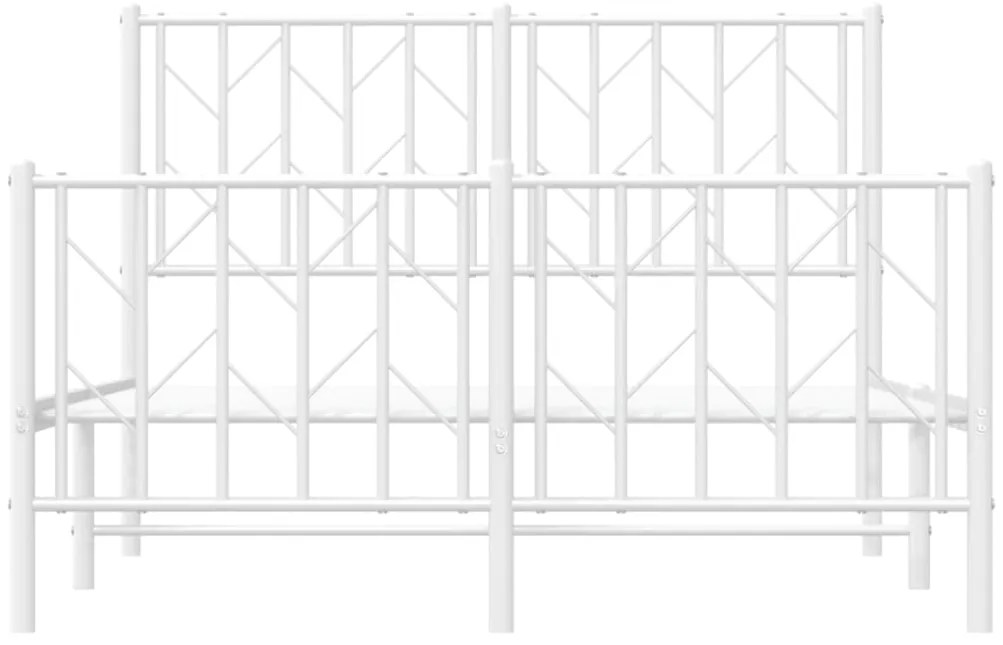 Estrutura de cama com cabeceira e pés 120x190 cm metal branco