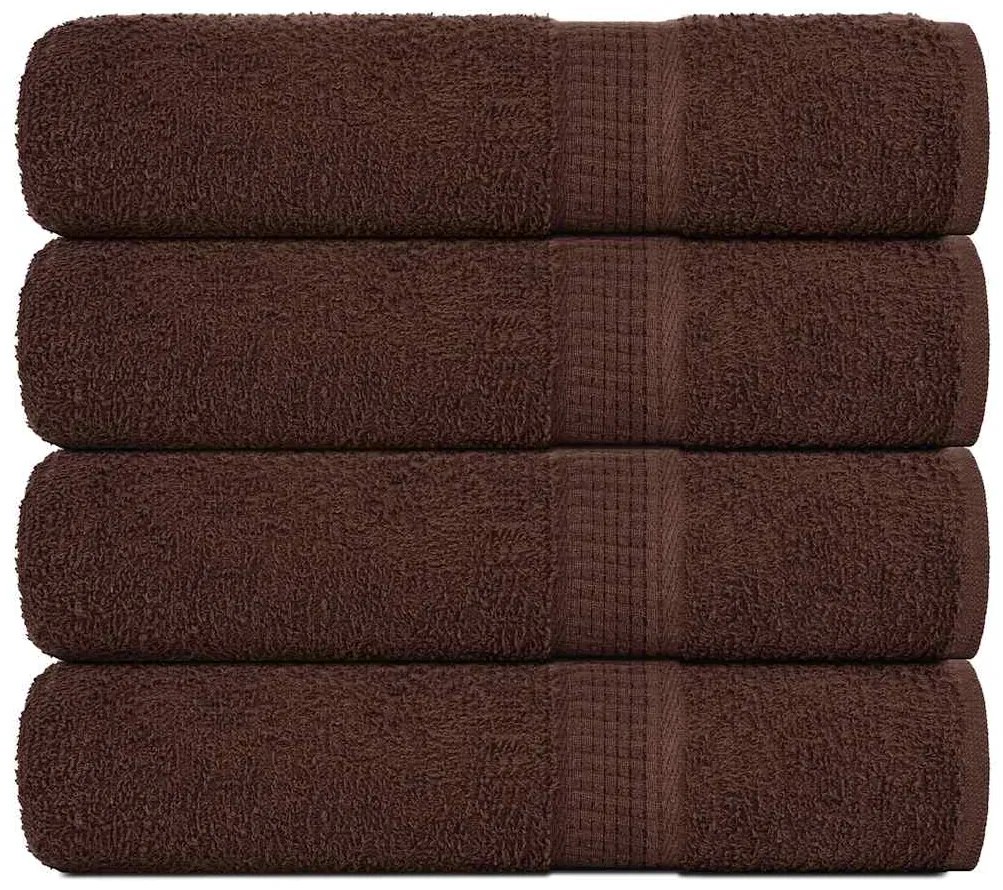 vidaXL Toalhas de mãos 4 pcs 50x100 cm 360 gsm 100% algodão castanho