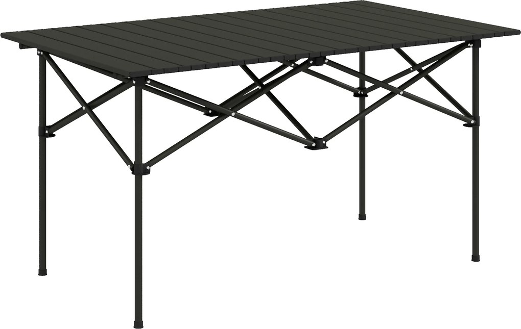 Outsunny Mesa de Camping Dobrável com Tampo Enrolável Mesa de Jardim em Alumínio 2 Pessoas 95 x 55cm Preto | Aosom Portugal