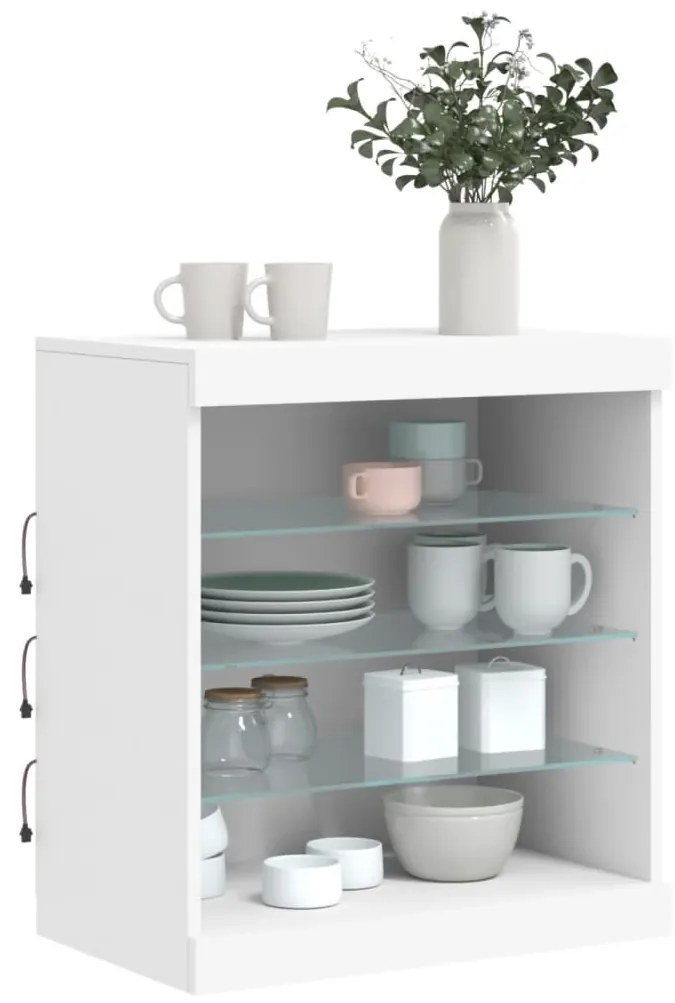 Aparador com luzes LED 60,5x37x67 cm branco