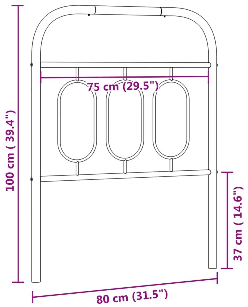 Cabeceira de cama 75 cm metal preto