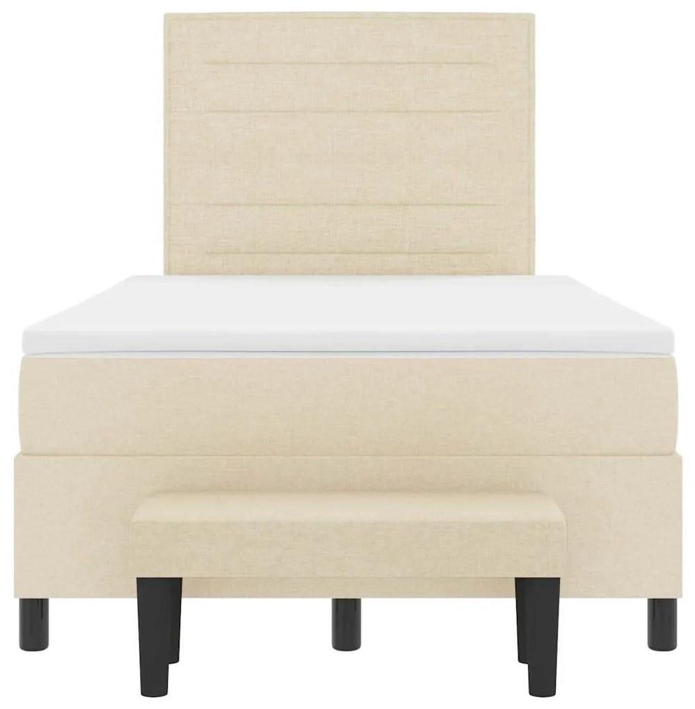 Cama Box Spring com Colchão &amp; Banqueta Creme 120x200 cm Tecido