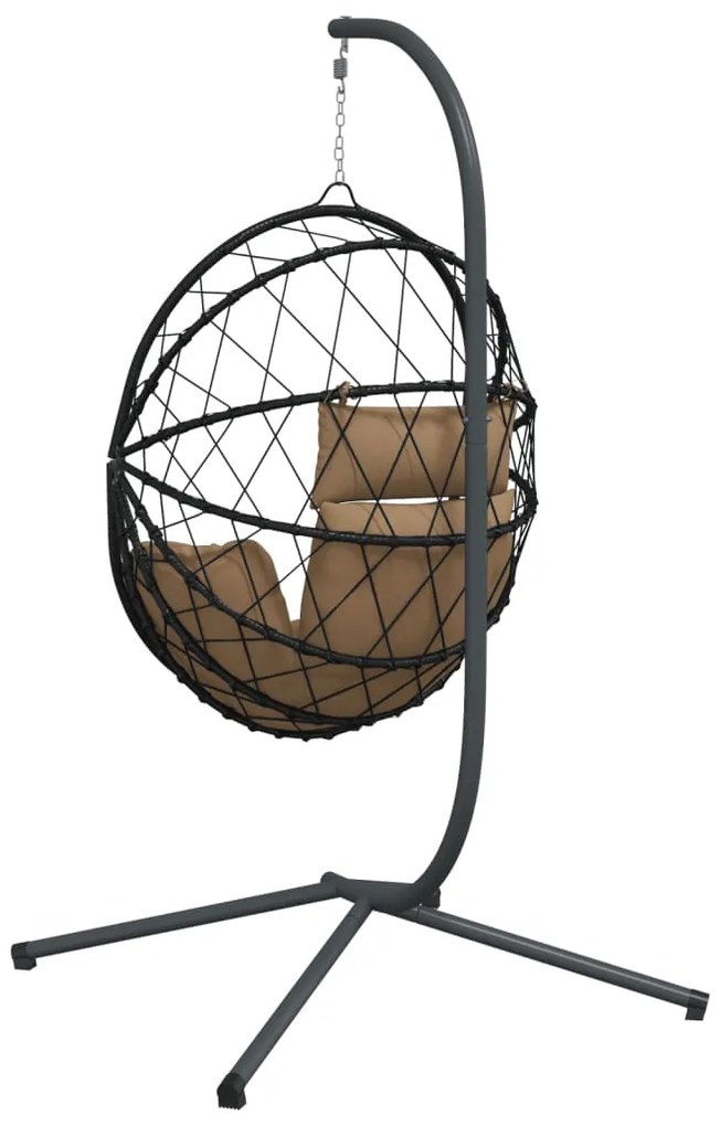 Cadeira em forma de ovo suspensa c/ suporte vime/aço antracite