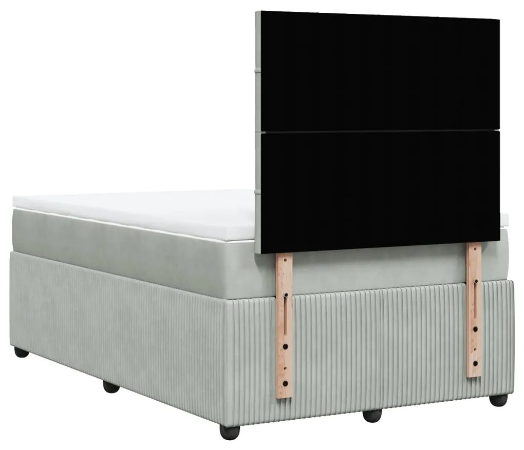 Cama boxspring com colchão 120x190 cm veludo cinzento-claro